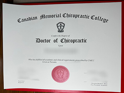 Canadian Memorial Chiropractic College certificate