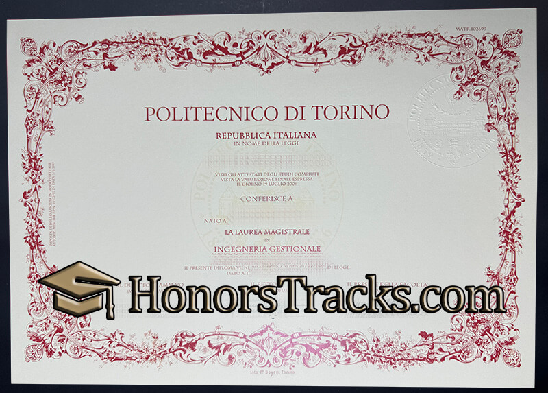 Order Politecnico Di Torino diploma