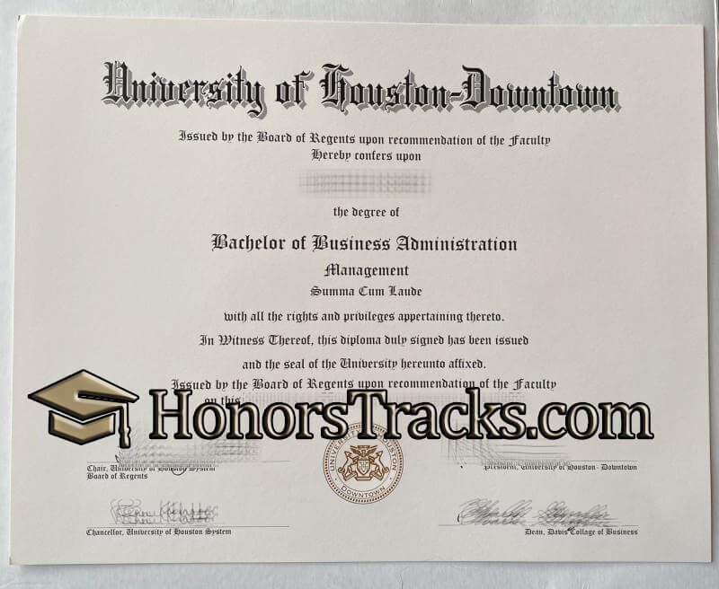 order University of Houston Downtown diploma