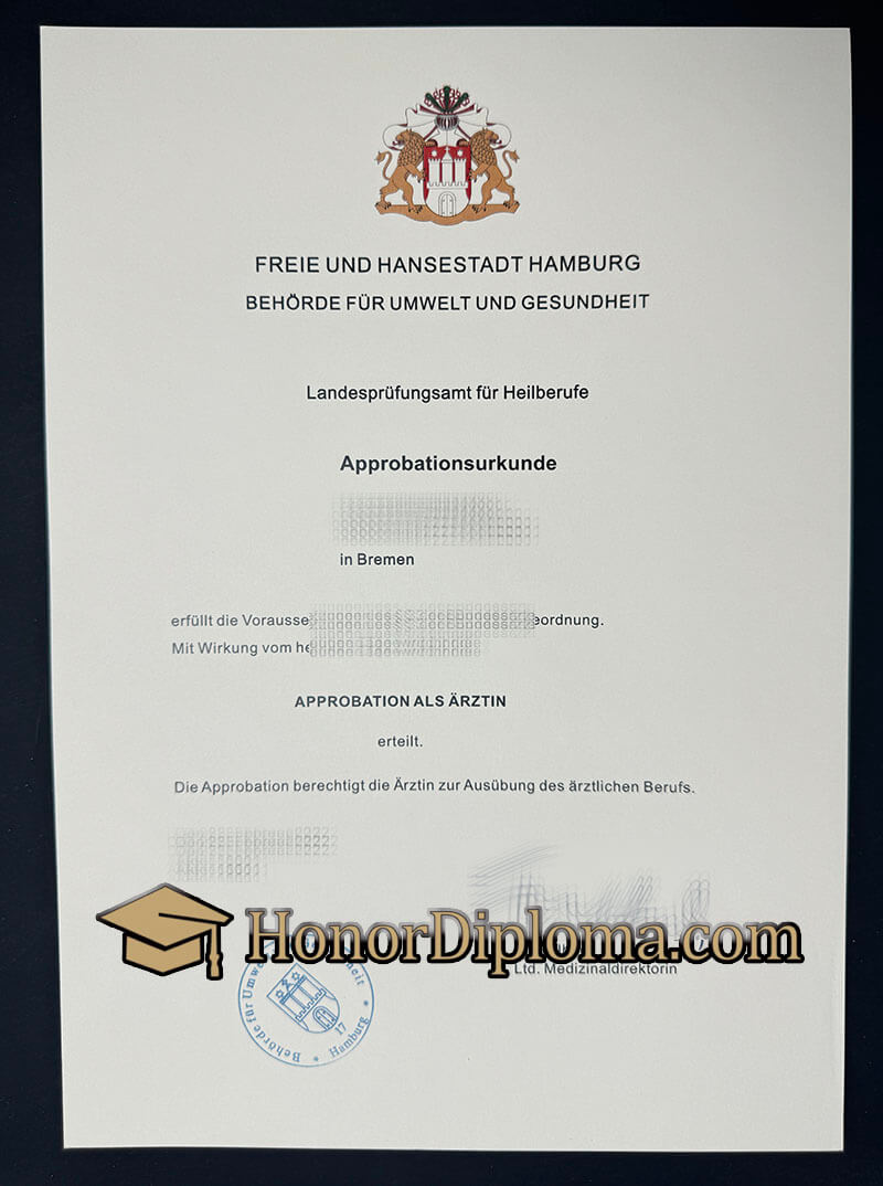 Approbationsurkunde certificate sample