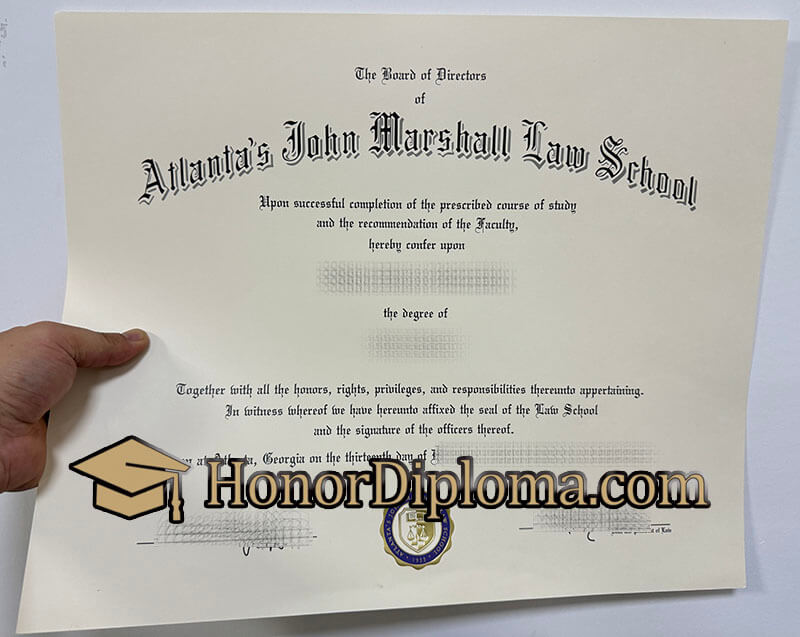 Atlanta's John Marshall Law School diploma samples