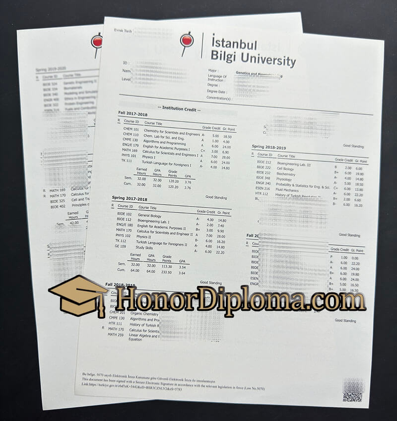 Istanbul Bilgi University transcript
